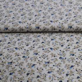 Bavlnená látka Modré kvietky na bielom 140cm