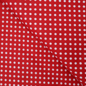 Bavlnená látka Biele bodky na červenom 140cm