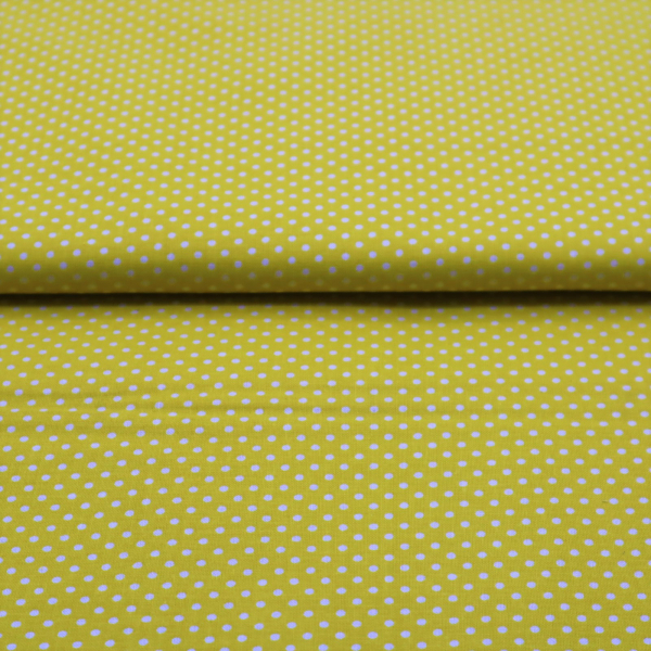 Biele mini bodky na žltej 140cm