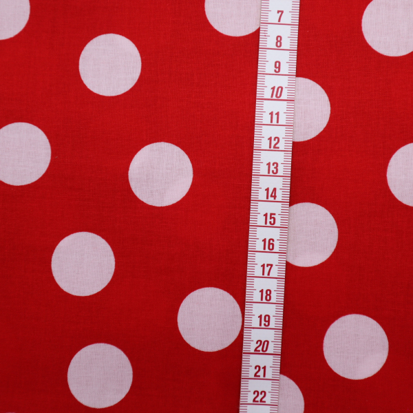 Bavlnená látka Veľké bodky na červenej 140cm