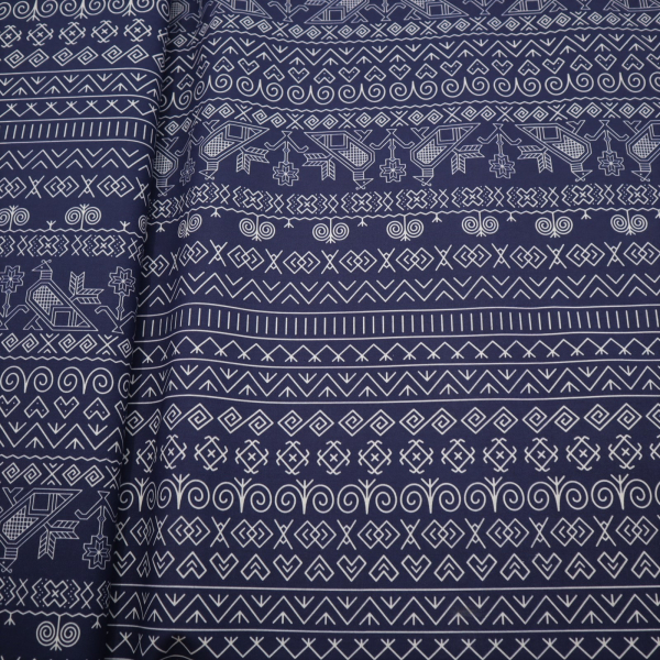 Bavlnená látka Čičmany modré 150cm