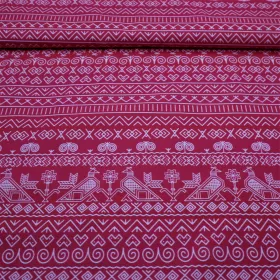 Bavlnená látka Čičmany červené 150cm