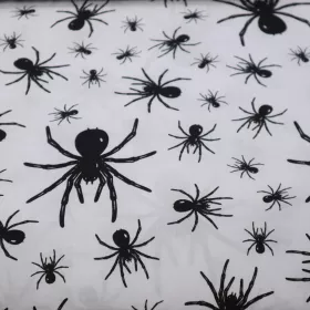 Bavlnená látka Čierne pavúky na bielej 160cm