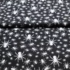 Bavlnená látka biele pavúky na čiernom 160cm