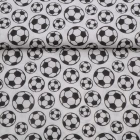 Bavlnená látka Futbalové lopty na bielej 150cm