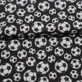 Bavlnená látka Futbalové lopty na čiernom 150cm
