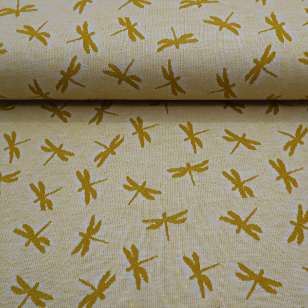 Úplet Jacquard dragonfly Jersey Ocre