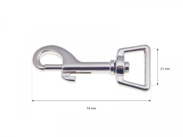 Kovová karabína 21mm potiahnutá niklom