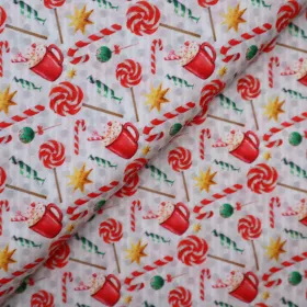 Vianočná bavlnená látka Christmas Candy bar 150cm
