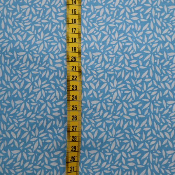 Bavlnená látka 150cm lístky na modrej