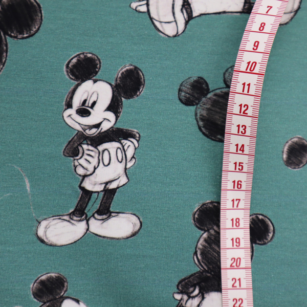Bavlnený úplet Mickey mause na zelenej