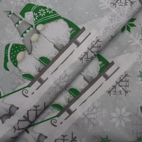 Vianočná bavlnená látka 160cm - zelený škriatok