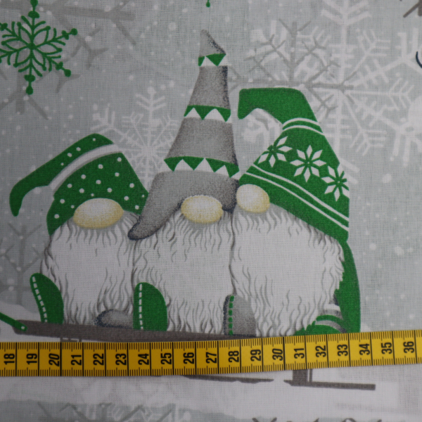 Vianočná bavlnená látka 140cm - zelený škriatok
