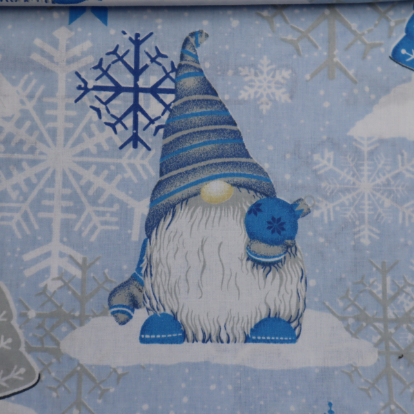 Vianočná bavlnená látka 160cm - modrý škriatok