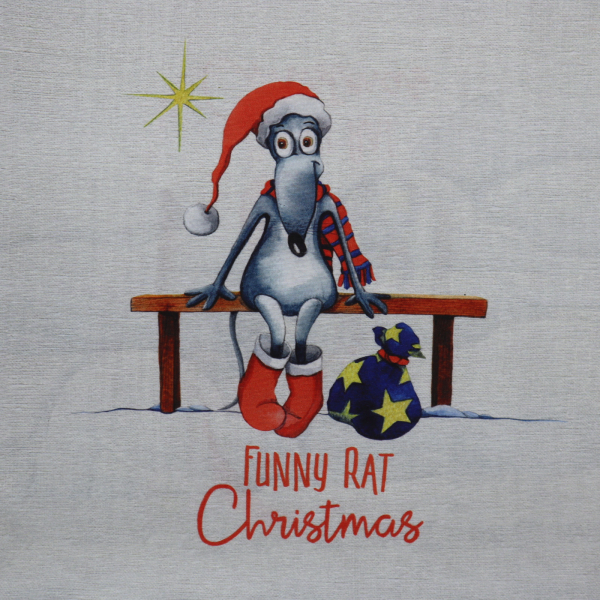 Loneta panel funny rat christmas 45x45cm