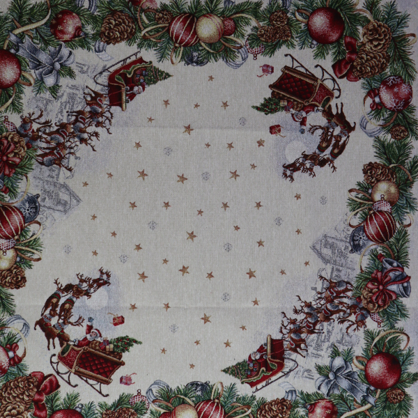 Gobelín panel - obrus a štóla Santa na saniach 100x140cm