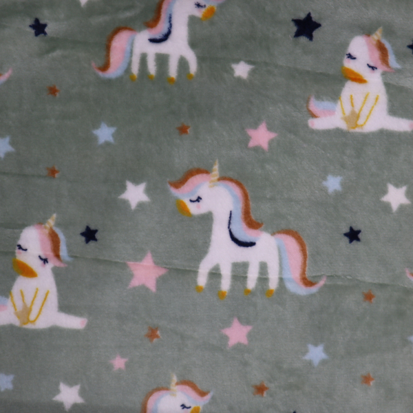 Cuddle fleece double zelený jednorožec