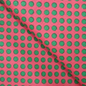 Bavlnená látka 150cm zelené bodky na červenej