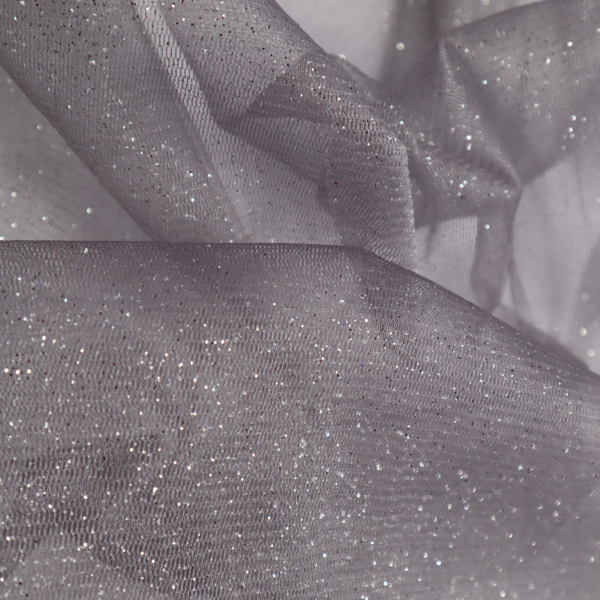 Tyl dekoračný strieborný s trblietkami