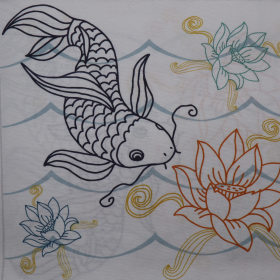 Loneta panel koi kapor biely 45x45cm