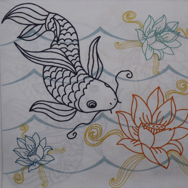 Loneta panel koi kapor biely 45x45cm