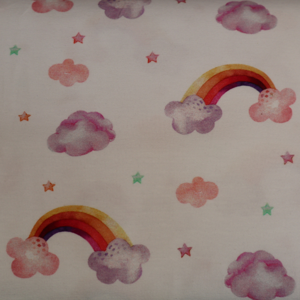 Bavlnený úplet dúha a obláčiky 225
