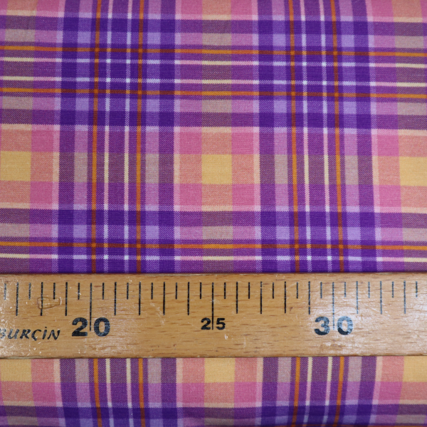 Bavlnený úplet fialové káro 229