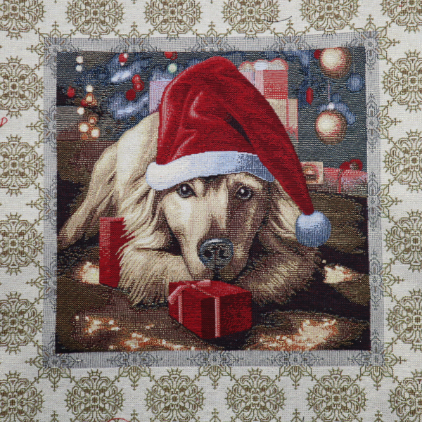 Gobelín panel - zlatý retriever s lurexom 45x45cm