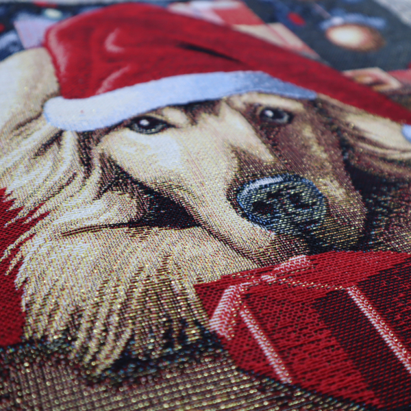 Gobelín panel - zlatý retriever s lurexom 45x45cm