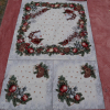 Gobelín panel s lurexom - obrus a 2x panel Santa na saniach 105x105+53x53cm