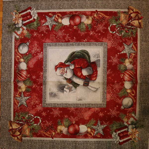 Gobelín panel s lurexom - obrus a 2xpanel Mikuláš 105x105 + 53x53cm