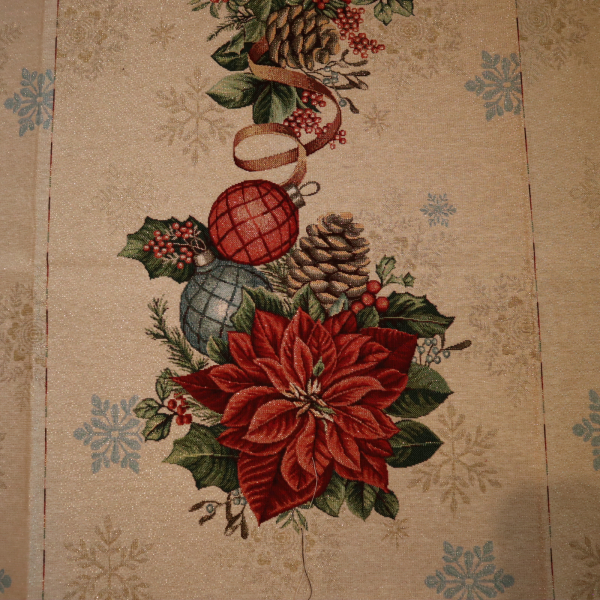 Gobelín panel s lurexom - vianočná štóla vianocná ruža 45x140cm