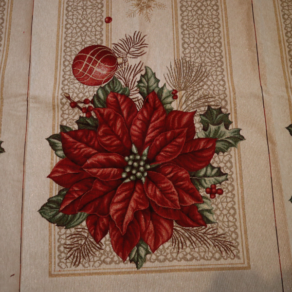 Gobelín panel s lurexom - vianočná štóla vianočná ruža 45x155cm