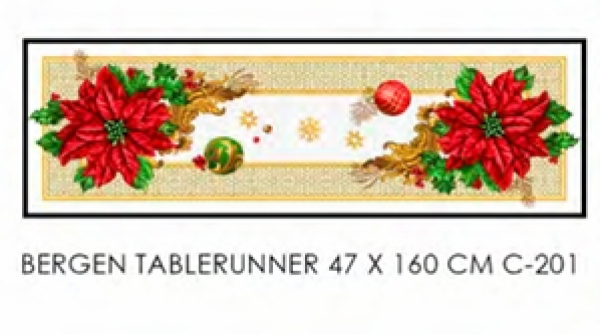 Gobelín panel s lurexom - vianočná štóla vianočná ruža 45x155cm