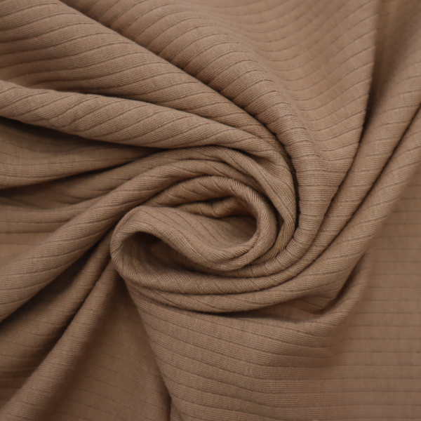 Bavlnený rebrovaný úplet Rib mandy caramel