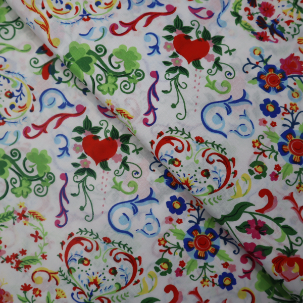Bavlnená látka folk kvety