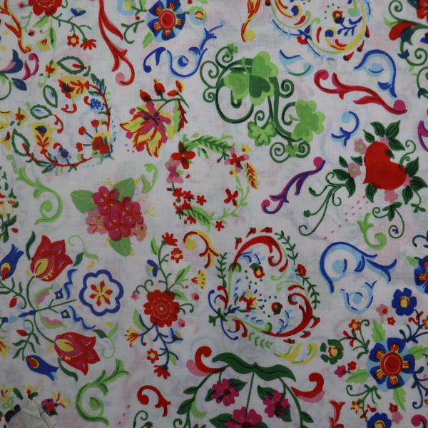 Bavlnená látka folk kvety