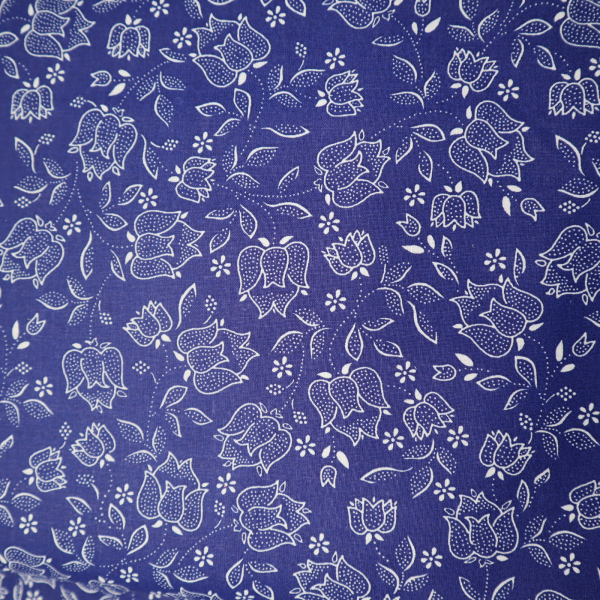 Bavlnená látka folk modré tulipány