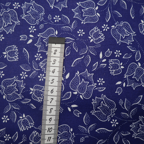 Bavlnená látka folk modré tulipány