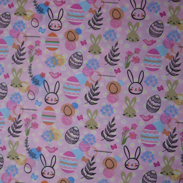 Bavlnená látka veľkonočný motív - ružový