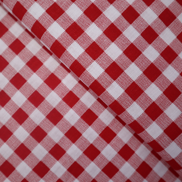 Bavlnená látka červeno biely štvorec