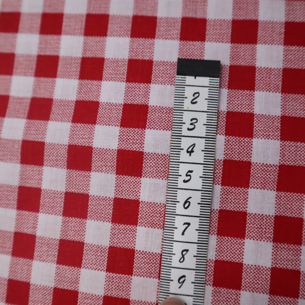 Bavlnená látka červeno biely štvorec
