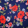 Francúzky Úplet lycra kvety na tmavomodrej
