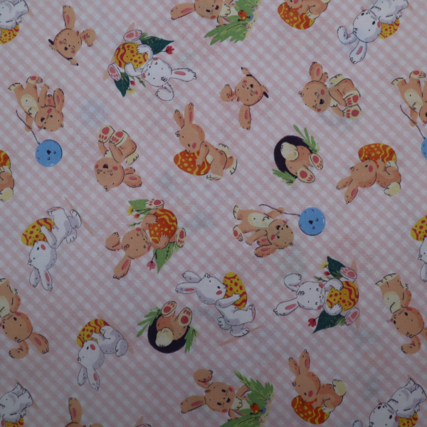 Bavlnená látka percal ružová veľká noc