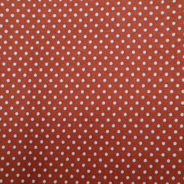Bavlnená látka Biele mini bodky na tehlovej 140cm