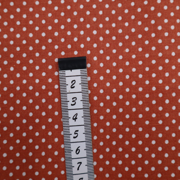 Bavlnená látka Biele mini bodky na tehlovej 140cm