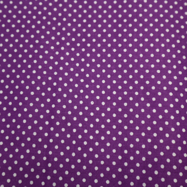 Bavlnená látka Biele mini bodky na fialovej 140cm