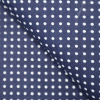 Bavlnená látka Biele mini bodky na tmavomodrej 140cm