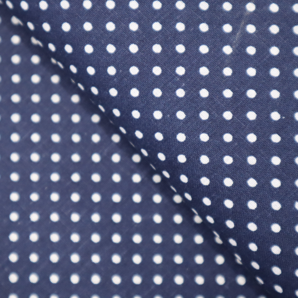 Bavlnená látka Biele mini bodky na tmavomodrej 140cm