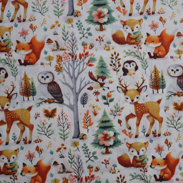 Bavlnená látka zvieratká v lese